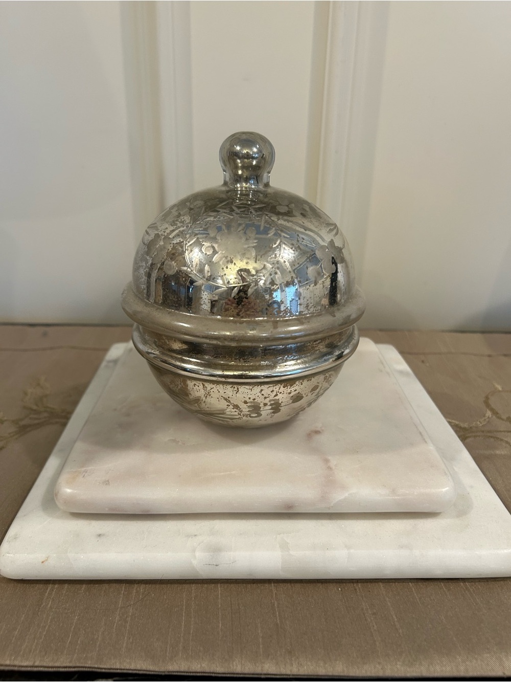 Vintage mercury glass candlepot